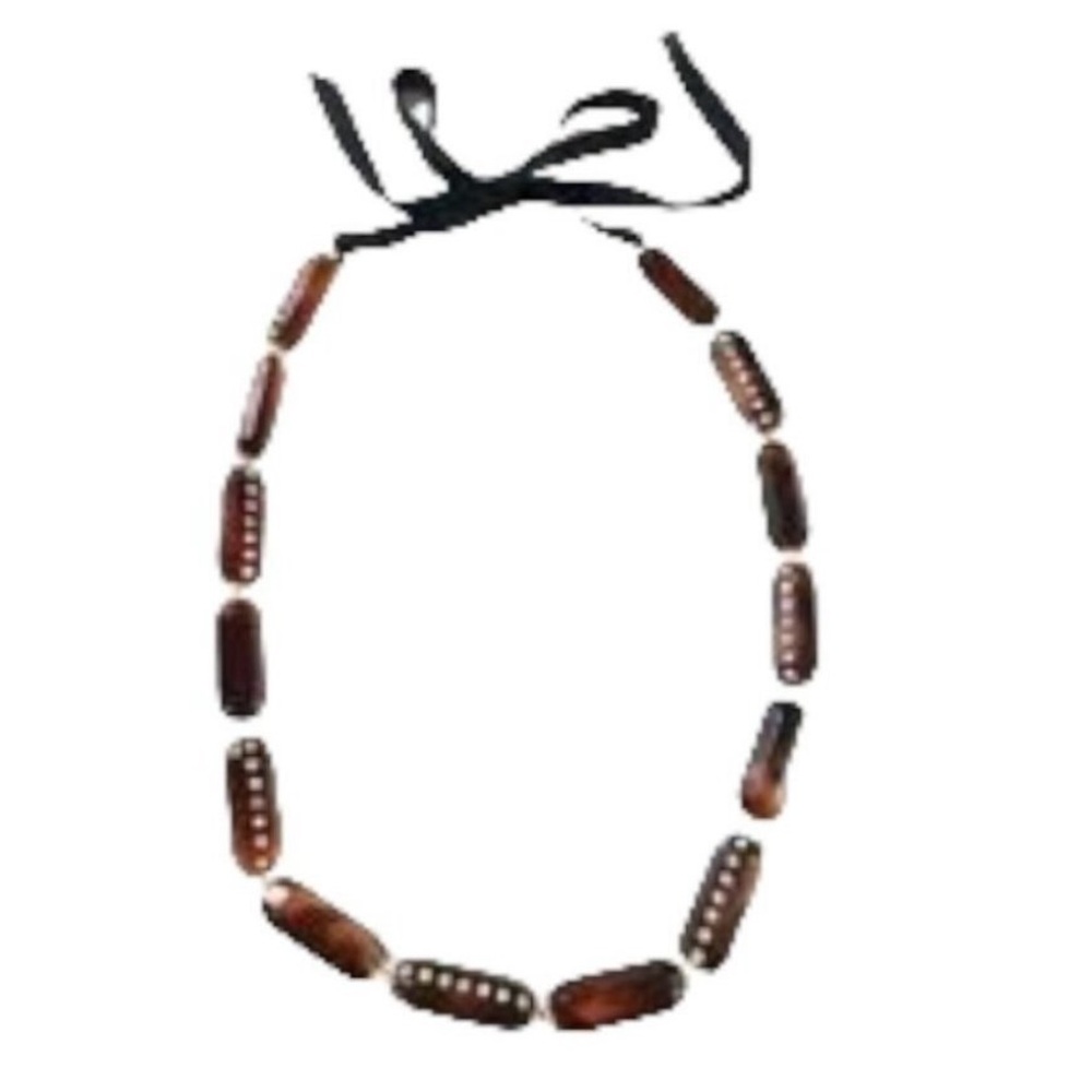 J. Crew Tortoise Jeweled Links Lucite Ribbon Tie Necklace